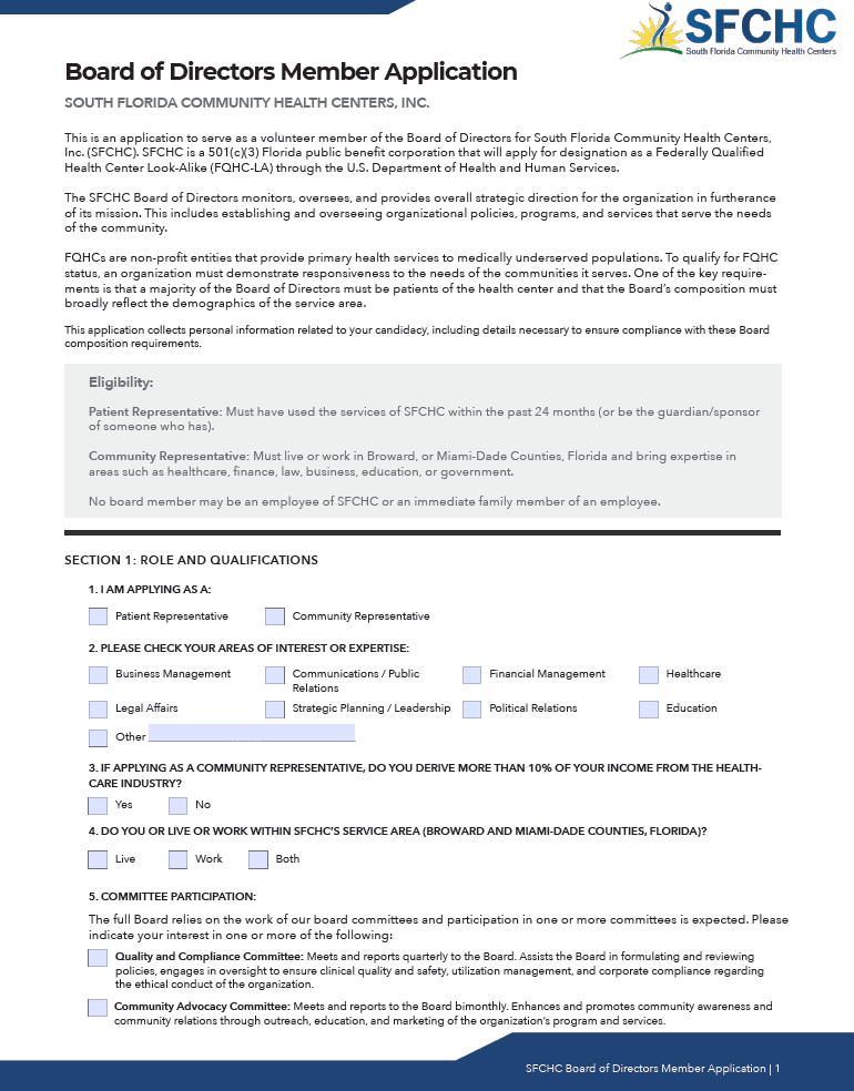 Board Member Application
